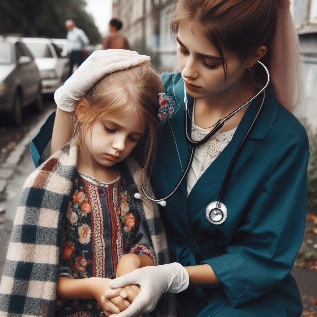 A child receiving medical care.